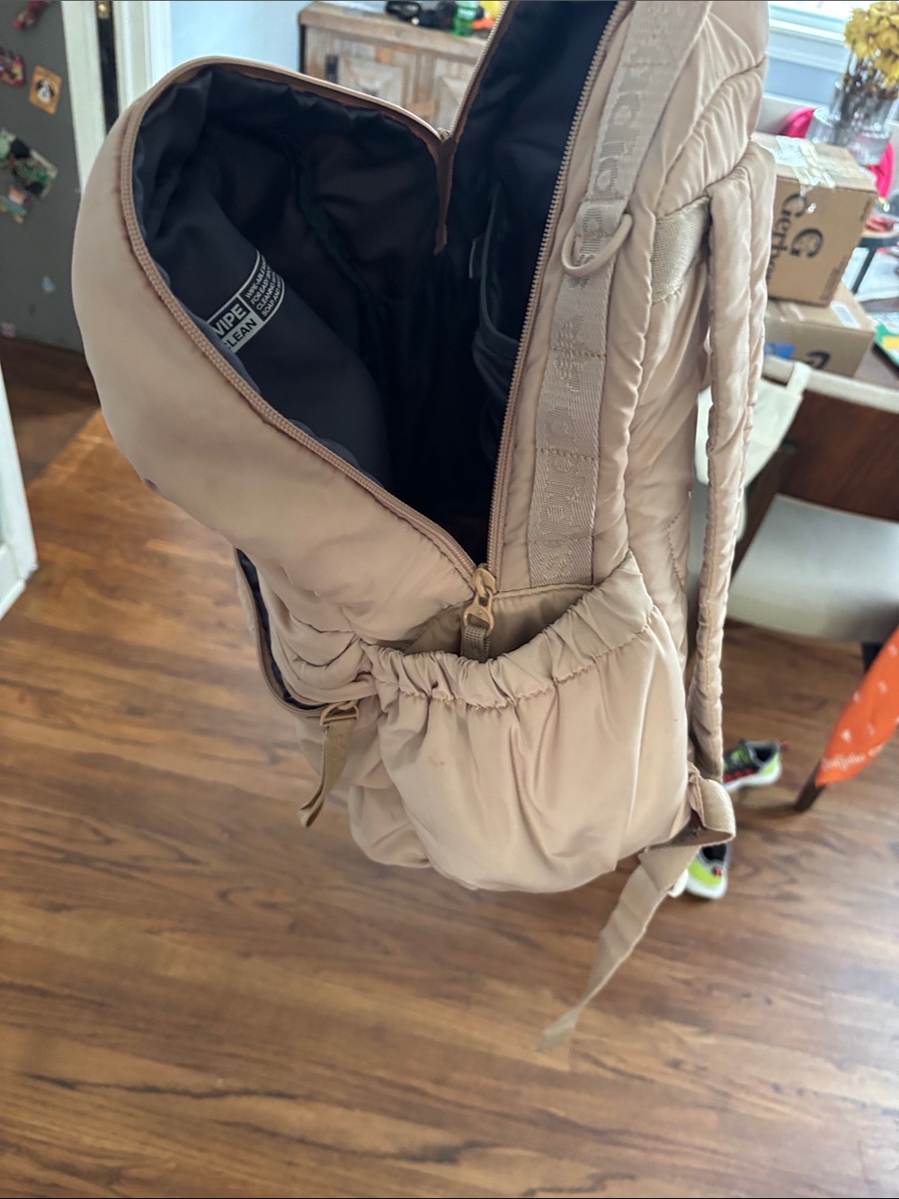 adidas Women's Beige Puffer Mini Backpack - Picture 5 of 7